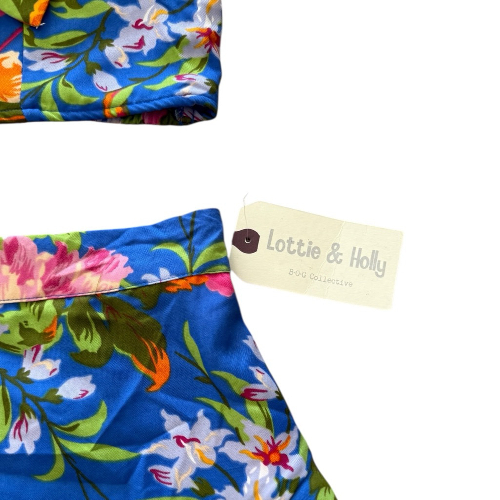 Lottie & Holly BOG Collective Size L Blue Pink Floral Two Piece Set NWT - Picture 6 of 9